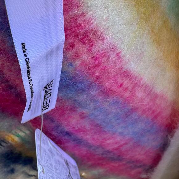 Free People Fringe Pastel Stripe Blanket 60x50 Ultra Soft Striped Throw NWT - Picture 5 of 9